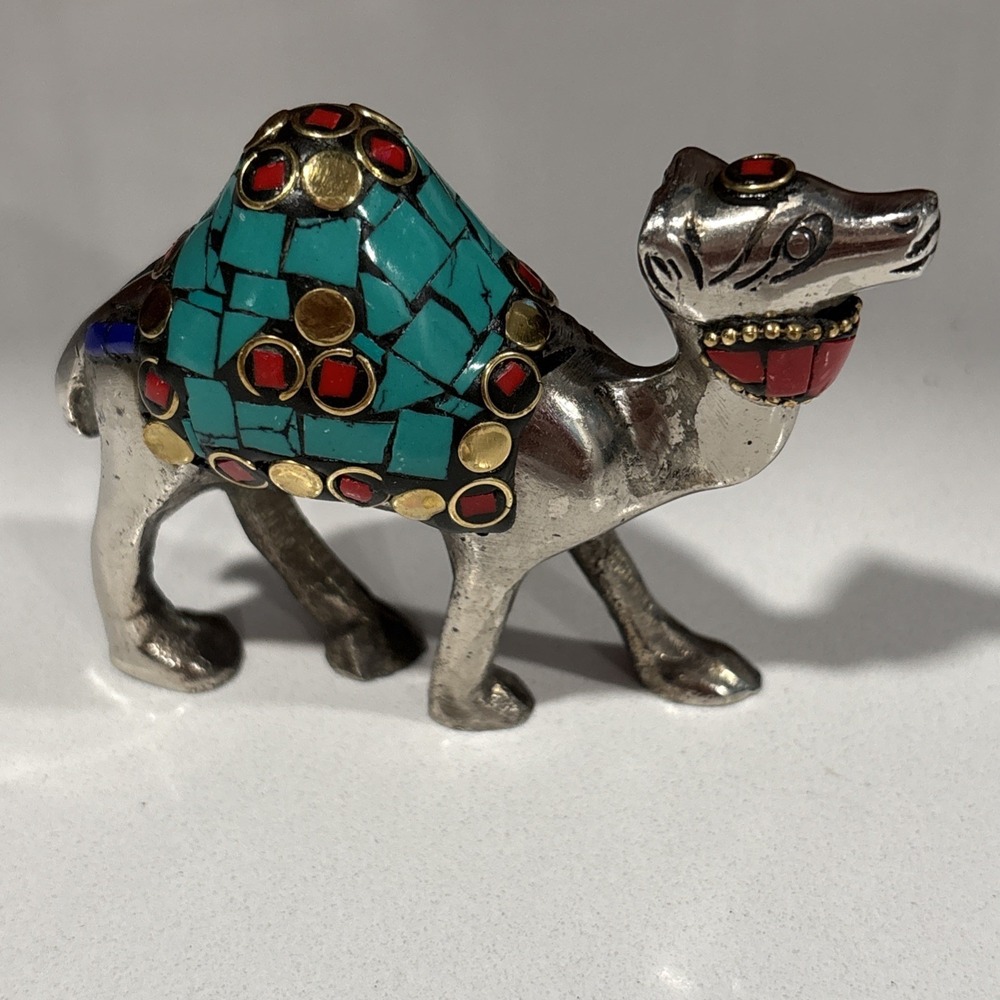 Metal And Stone Mosaic Camel Figurine